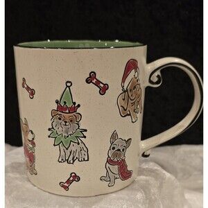 Spectrum Designz Christmas Holiday Dogs Coffee Mug Green  Ceramic  23oz. NWT